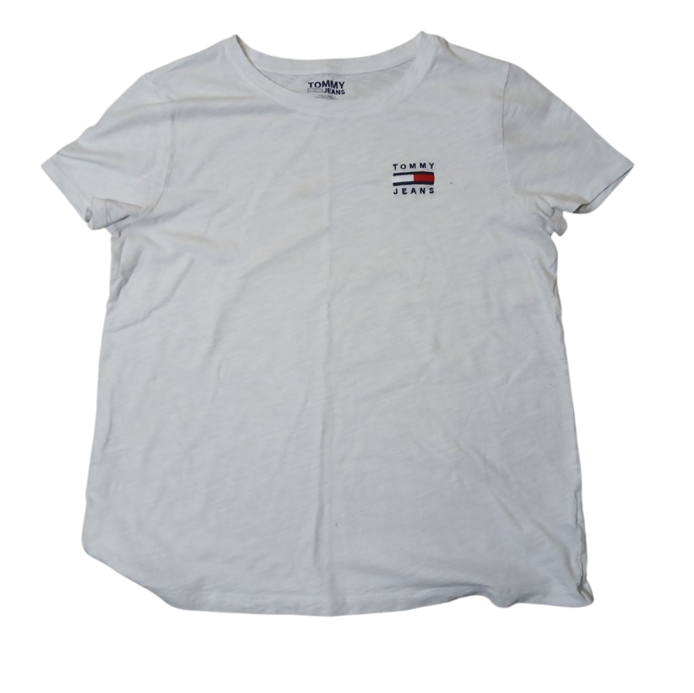Tommy Hilfiger Jeans White Crewneck Logo T Shirt Size Medium